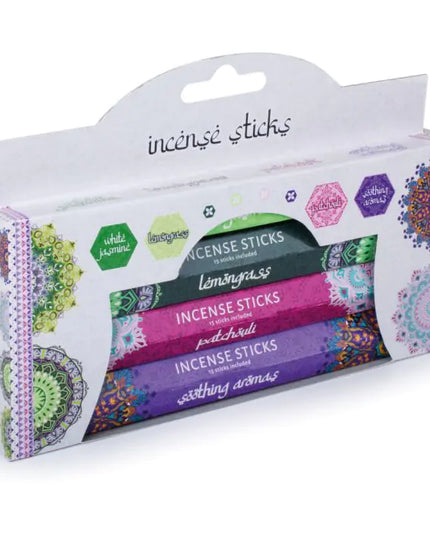 Incense Sticks Gift Set Aromatherapy Fragrance Pack Lemongrass Patchouli Jasmine