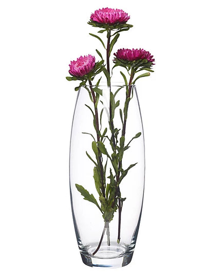 PASABAHCE 600ml Clear Glass Straight Fluted Rounded Shape Flower Vase