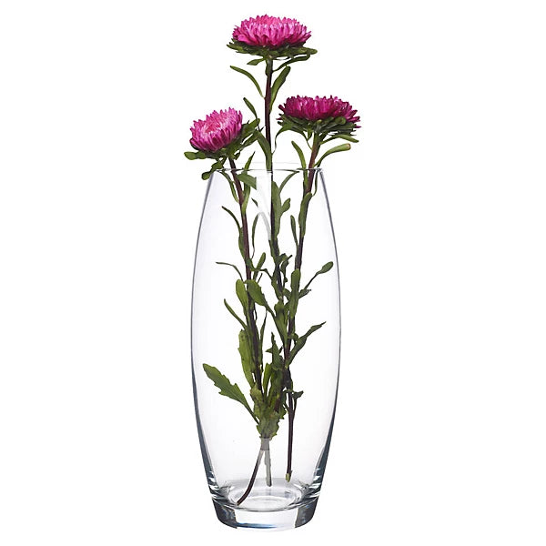 PASABAHCE 600ml Clear Glass Straight Fluted Rounded Shape Flower Vase
