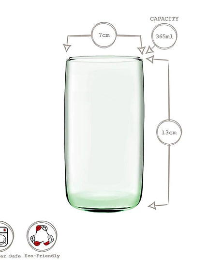 Pasabahce Aware Iconic Recycled Highball Glasses - 365ml - Green