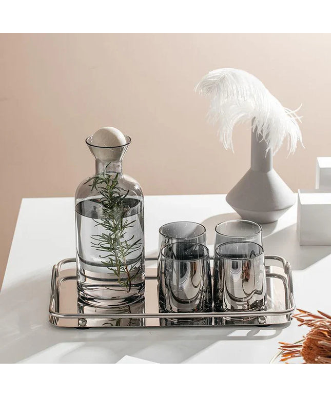 Glass Carafe with Wooden Ball Lid 5pcs set