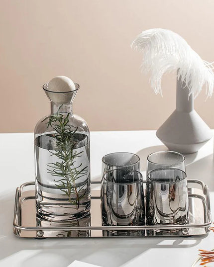 Glass Carafe with Wooden Ball Lid 5pcs set