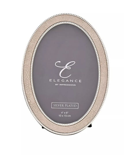 Elegance Metal Plated Champagne Faux Shagreen Photo Frame - 4" x 6"