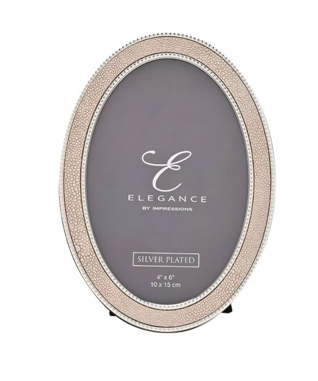 Elegance Metal Plated Champagne Faux Shagreen Photo Frame - 4" x 6"