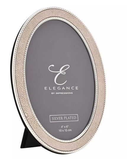 Elegance Metal Plated Champagne Faux Shagreen Photo Frame - 4" x 6"