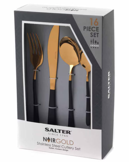 Salter Noir Gold Cutlery Set 16pcs