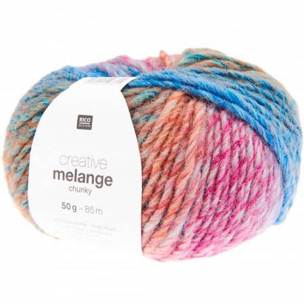 Rico Design Creative Melange Chunky Yarn – 50g Ball – Turquoise/Magenta (Shade 046)