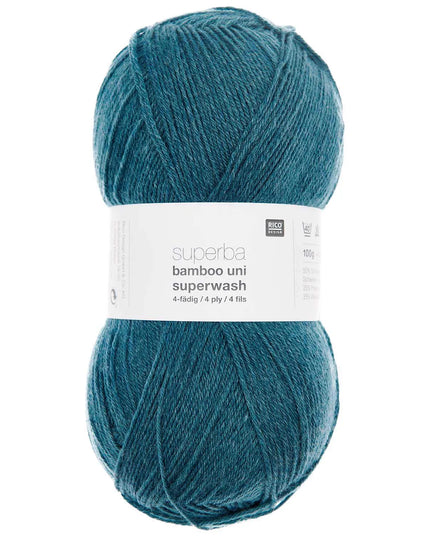 Rico Design Superba Bamboo Uni 4 Ply Yarn – 100g Ball – Teal (Shade 010)