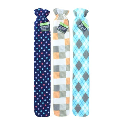 BRIGHT & HOMELY LONG HOT WATER BOTTLE & FLEECE COVER 2L