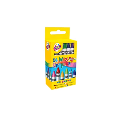 16 Wax Crayons In Hanging Box