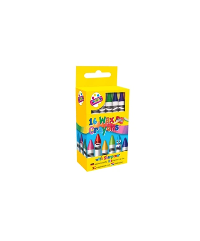 16 Wax Crayons In Hanging Box