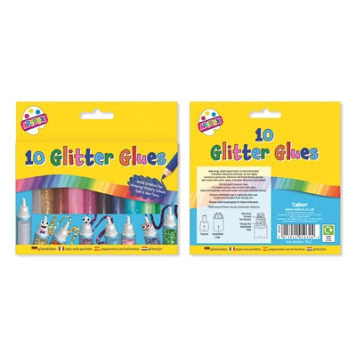 10 Assorted Colour Glitter Glue Pens