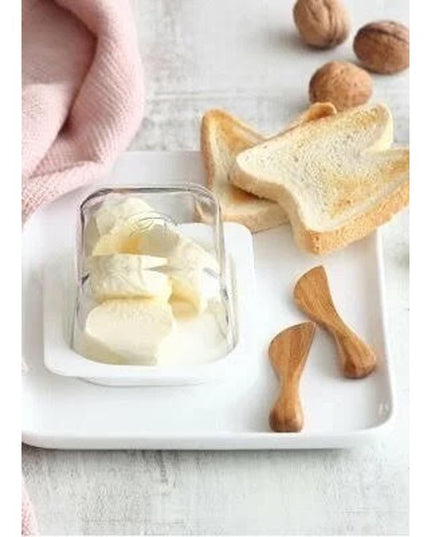 Glass Butter Dish with Lid – 405cc Clear Butter Storage Container – Kitchen Table Essential