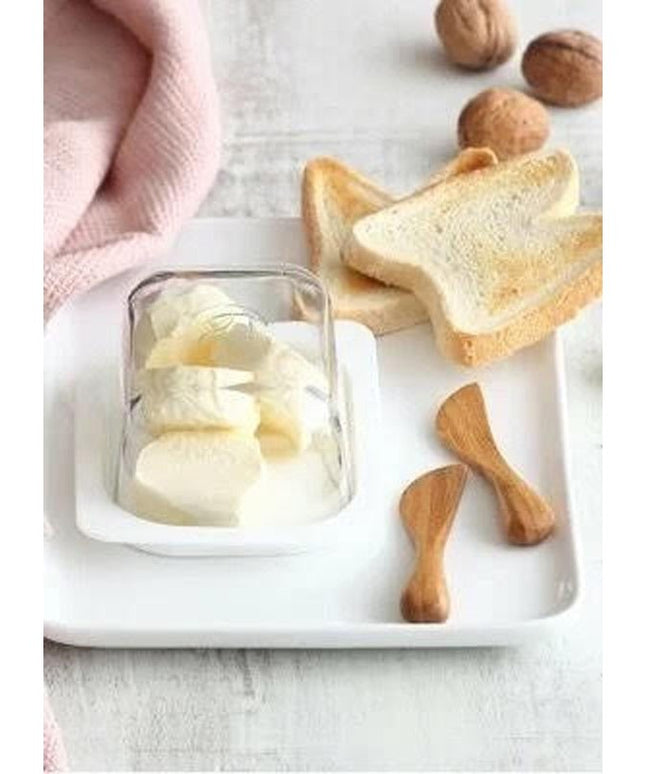 Glass Butter Dish with Lid – 405cc Clear Butter Storage Container – Kitchen Table Essential
