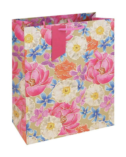 GIFT BAG KRAFT FLORAL LARGE