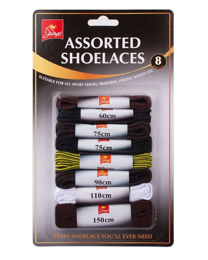 151 SHOE LACES ASSORTED PACK OF 8