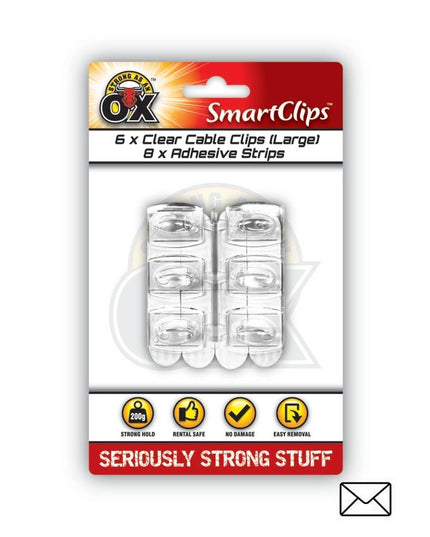 SAAO Removable Cable Clips Large 5 Pack – Clear Adhesive Wire Holders | No Drill Cable Management Clips