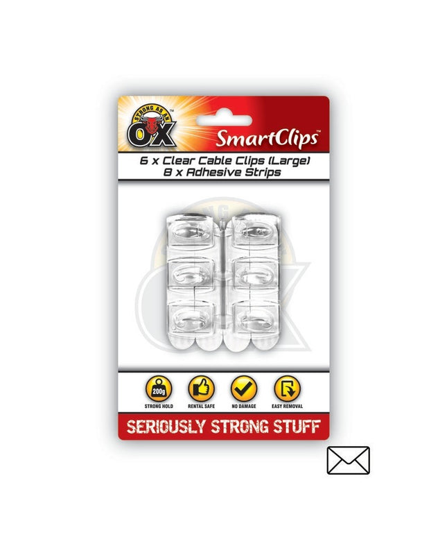 SAAO Removable Cable Clips Large 5 Pack – Clear Adhesive Wire Holders | No Drill Cable Management Clips