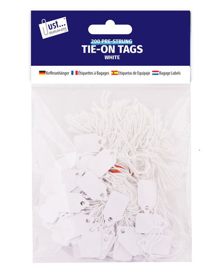 JUST STATIONERY TAGS TIE ON 200 13x20mm