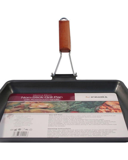 Prima Non-Stick Grill Pan 34cm – Rectangular Griddle Pan with Handle
