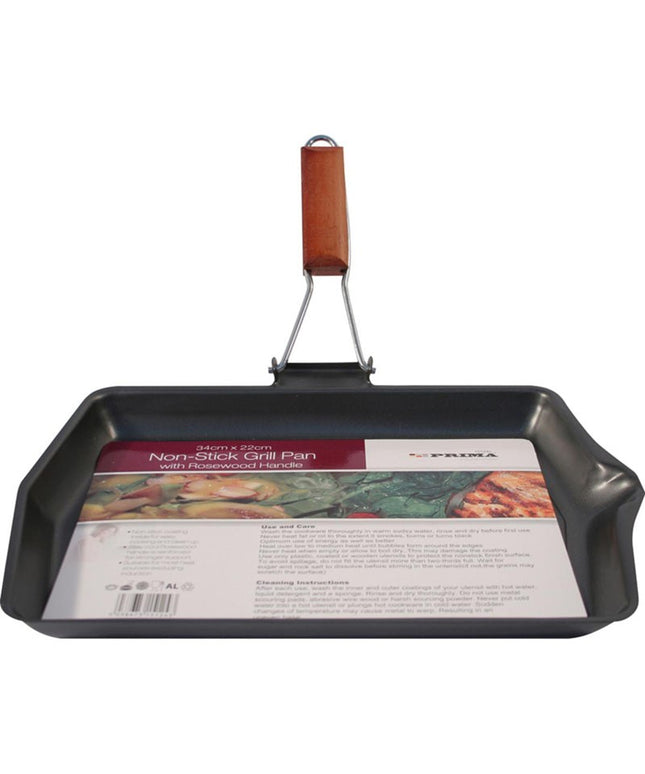 Prima Non-Stick Grill Pan 34cm – Rectangular Griddle Pan with Handle
