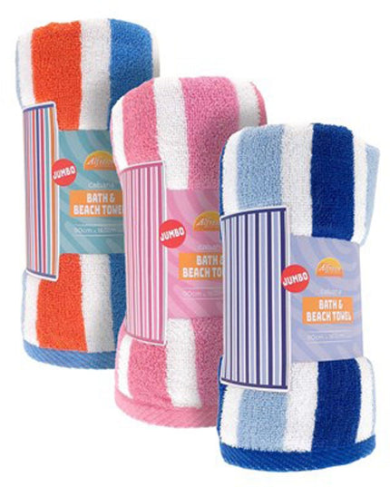 Large Cabana Stripe Beach Towel 90x165cm | Soft Bath & Beach Towel