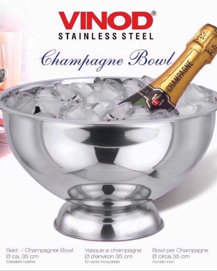 VINOD Stainless Steel Champagne Bowl 35cm Ice Bucket Wine Cooler Party Serving Bowl