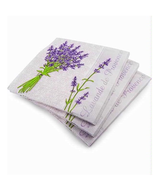 PPS 3 Ply Paper Napkins 33cm – Lavender Flower Design | 20 Pack Party Napkins