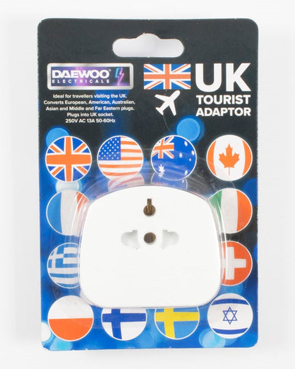 EUROPE
DAEWOO UK TOURIST TRAVEL ADAPTOR EUROPE 2 PIN TO UK 3