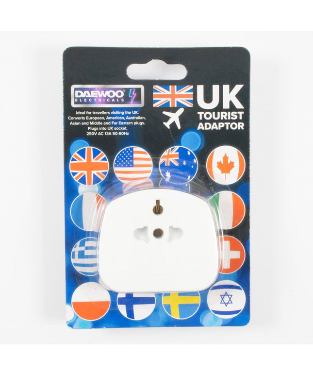 EUROPE
DAEWOO UK TOURIST TRAVEL ADAPTOR EUROPE 2 PIN TO UK 3
