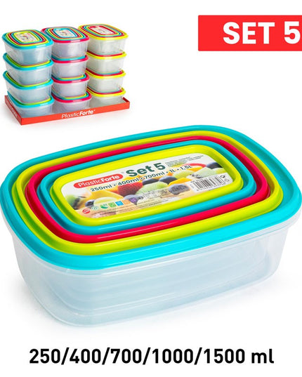 PLASTIC FORTE FOOD CONTAINER RECTANGULAR 5 PIECES