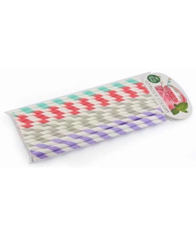 Apollo Paper Straws – 40 Pack Stripe Design | Eco-Friendly Party Straws