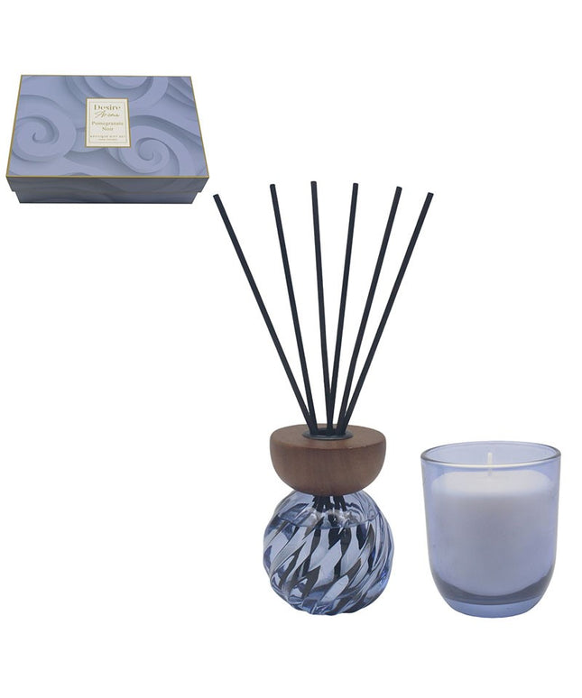 Luxury Reed Diffuser & Candle Gift Set – Pomegranate Noir Scent – Elegant Home Fragrance Duo