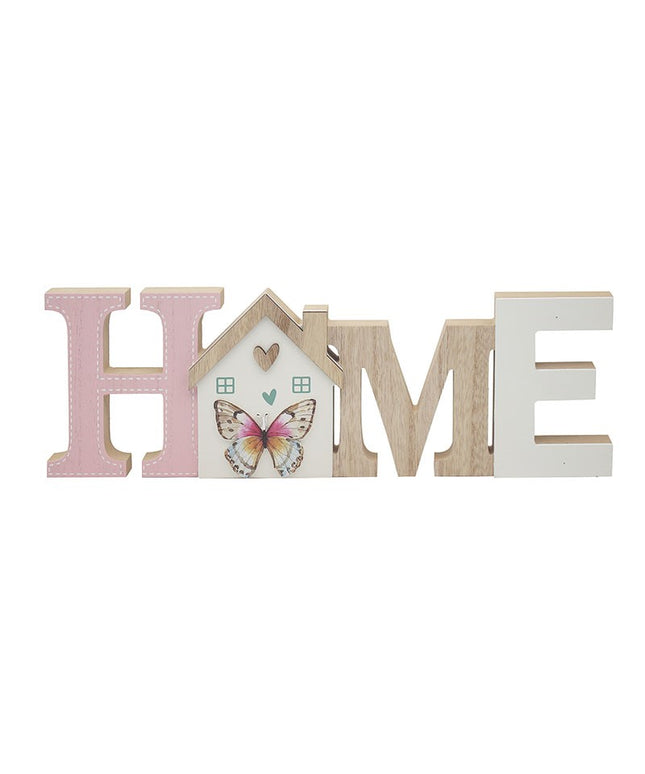 HOME Wooden Plaque Decorative Sign Butterfly Rustic Wall Shelf Ornament Gift