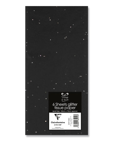 EUROWRAP TISSUE PAPER GLITTER BLACK 6 SHEETS