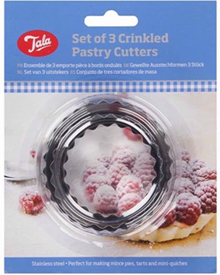 Tala Set of 3 Crinkle Pastry Cutters – Stainless Steel Round Biscuit & Tart Cutters