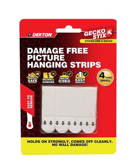 Dekton GeckoStix Damage Free Picture Hanging Strips 4 Pack – Strong Adhesive Wall Mount Strips | No Nails No Drill