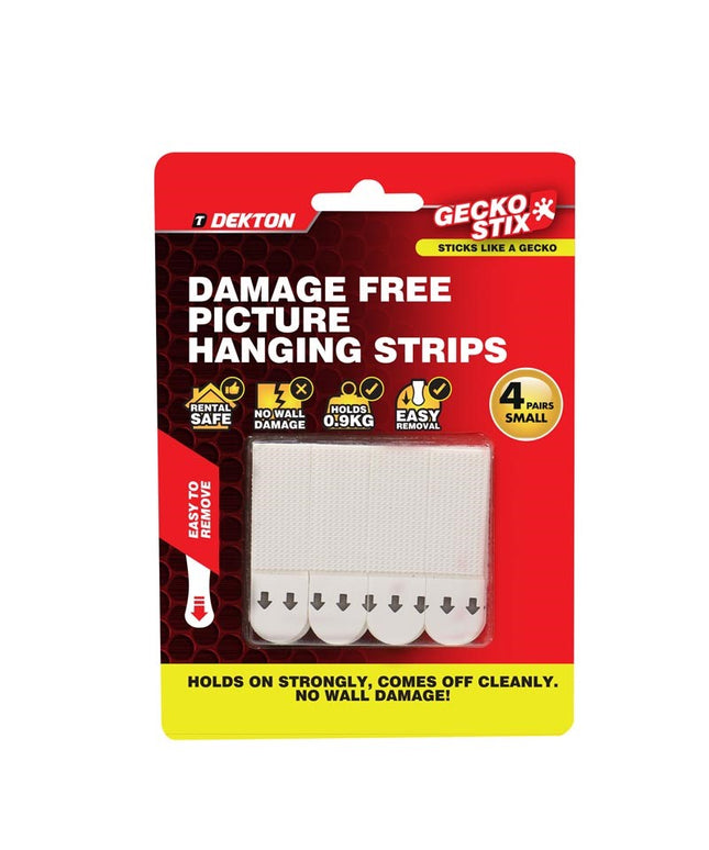 Dekton GeckoStix Damage Free Picture Hanging Strips 4 Pack – Strong Adhesive Wall Mount Strips | No Nails No Drill