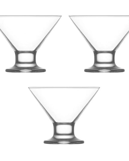 Ice Cream Glass Cups Set of 3 Dessert Sundae Bowls Serving Glasses Kitchen