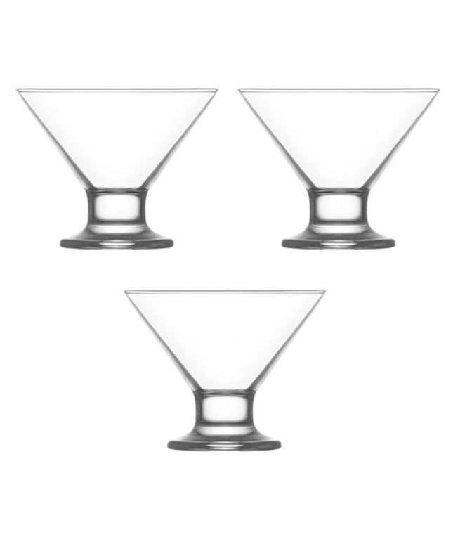 Ice Cream Glass Cups Set of 3 Dessert Sundae Bowls Serving Glasses Kitchen