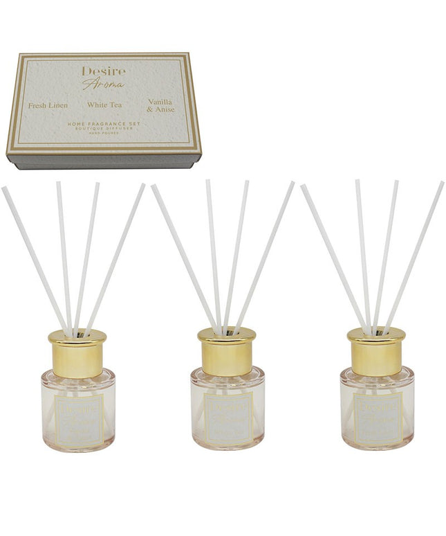 REED DIFFUSERS COCOA LINEN WHITE TEA VANILLA ANISE SET OF 3
