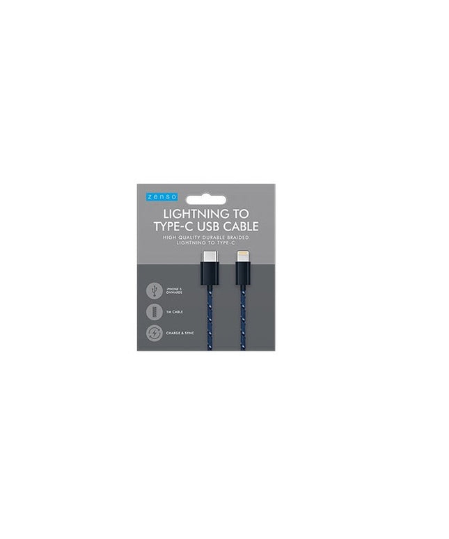 ZENSO LIGHTNING TO TYPE C 1M BRAIDED CABLE