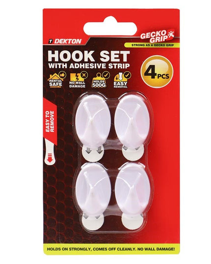 DEKTON GECKOGRIP HOOK SET 4PC WHITE