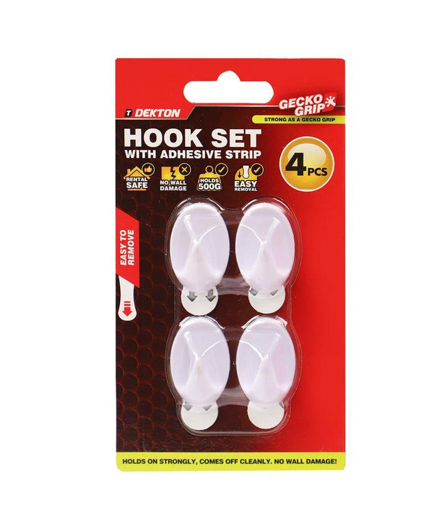 DEKTON GECKOGRIP HOOK SET 4PC WHITE