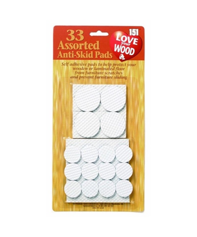 LOVE YOUR WOOD ANTI-SKID PADS ASSORTED PACK OF 33