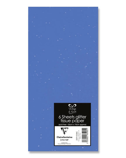 EUROWRAP TISSUE PAPER GLITTER BLUE 6 SHEETS