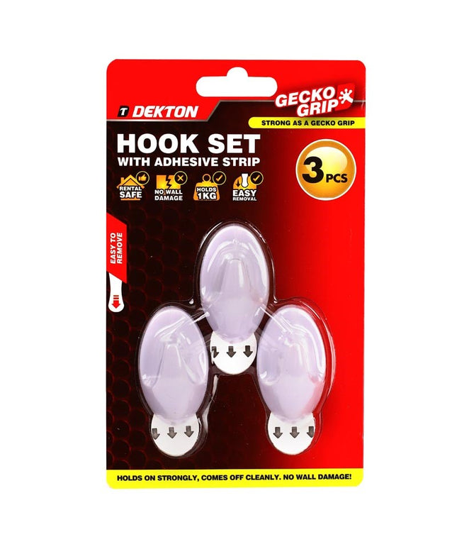DEKTON GECKOGRIP HOOK SET 3PC WHITE