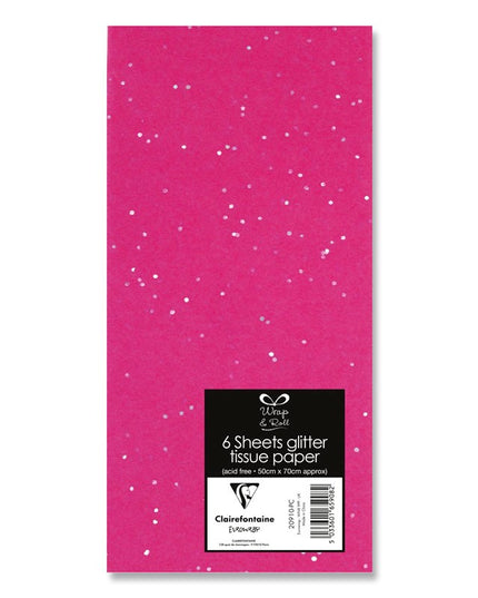 EUROWRAP TISSUE PAPER GLITTER PINK 6 SHEETS