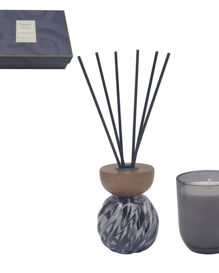 Luxury Reed Diffuser & Candle Gift Set – Fresh Linen Scent – Elegant Home Fragrance Duo
