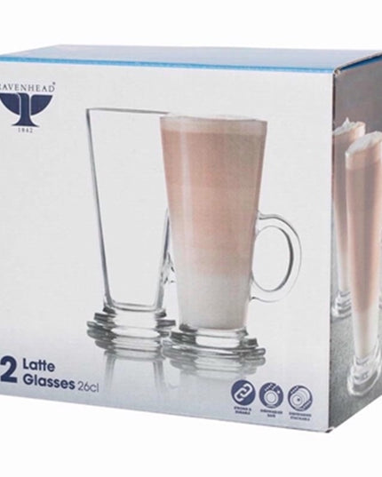 Ravenhead Latte Glasses Set of 2 – 26cl Clear Coffee Cups